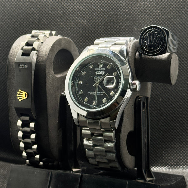ROLEX DEAL SILVER AND BLACK COLOUR